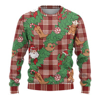 Red Palaka Hawaii Cowboy Christmas Ugly Christmas Sweater Paniolo Mix Maile Lei - Polynesian Pride
