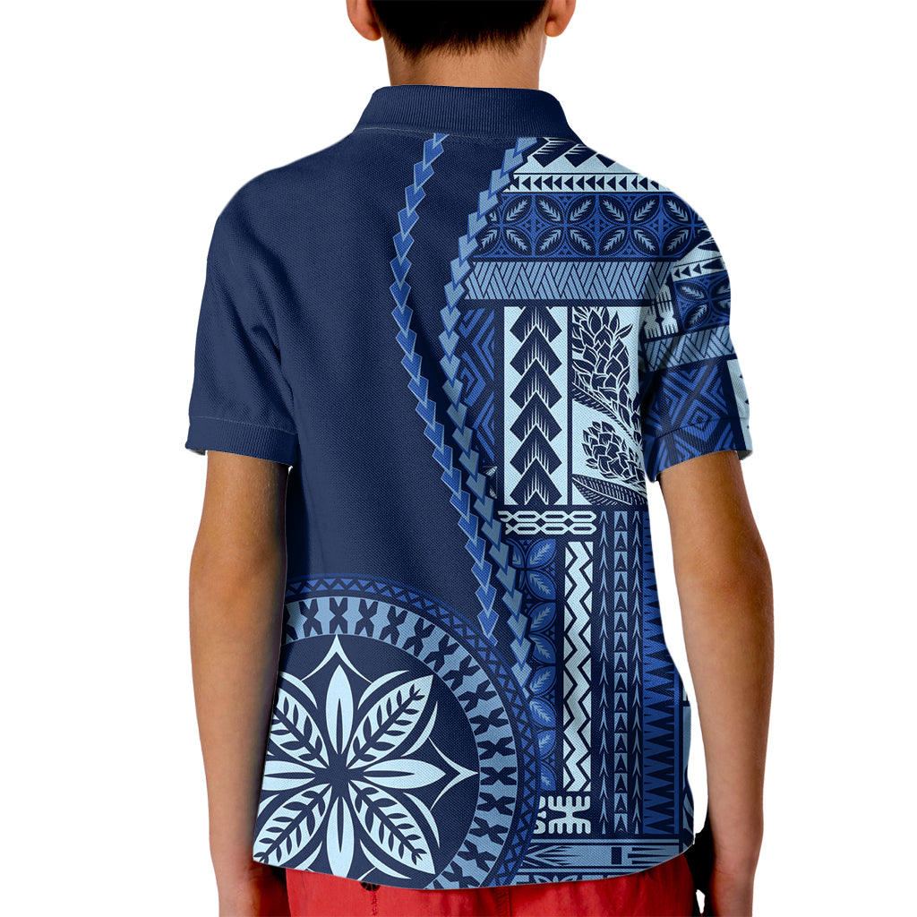 Samoa Siapo Motif Kid Polo Shirt Classic Style - Bue Ver LT7 - Polynesian Pride