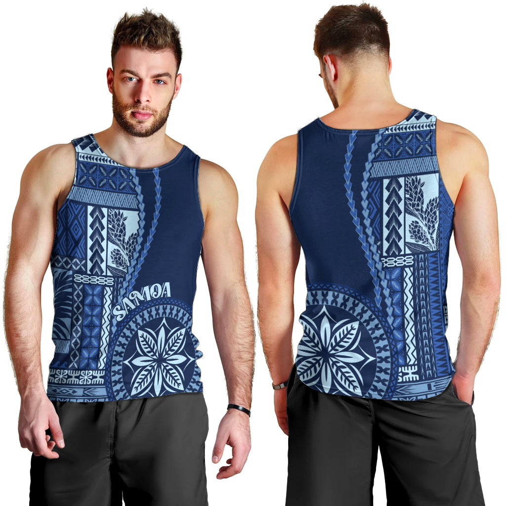 Samoa Siapo Motif Men Tank Top Classic Style - Bue Ver LT7 - Polynesian Pride