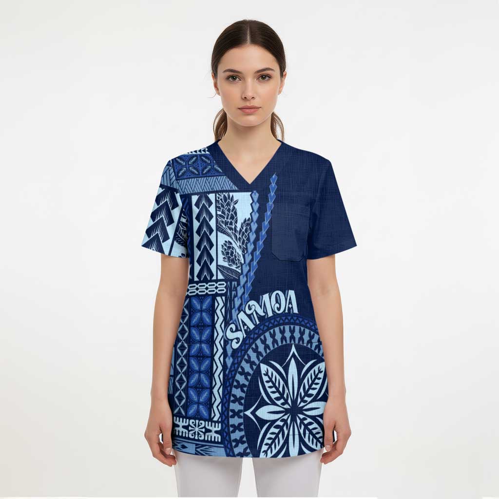 Samoa Siapo Motif Scrub Top Classic Style - Bue Ver LT7 - Polynesian Pride