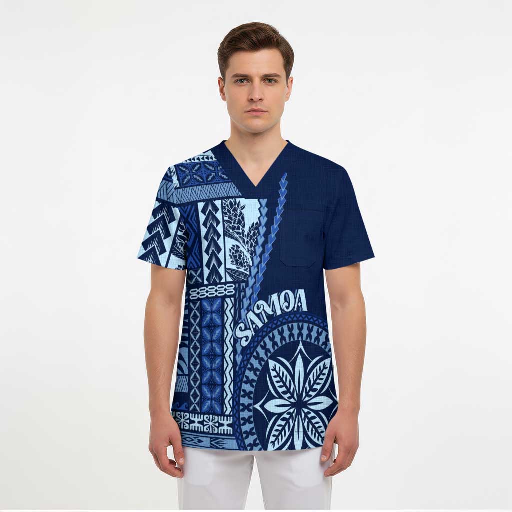 Samoa Siapo Motif Scrub Top Classic Style - Bue Ver LT7 - Polynesian Pride