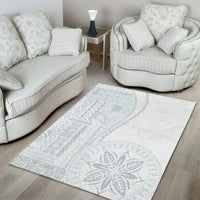 Samoa White Sunday Area Rug Classic Siapo Style LT7 - Polynesian Pride