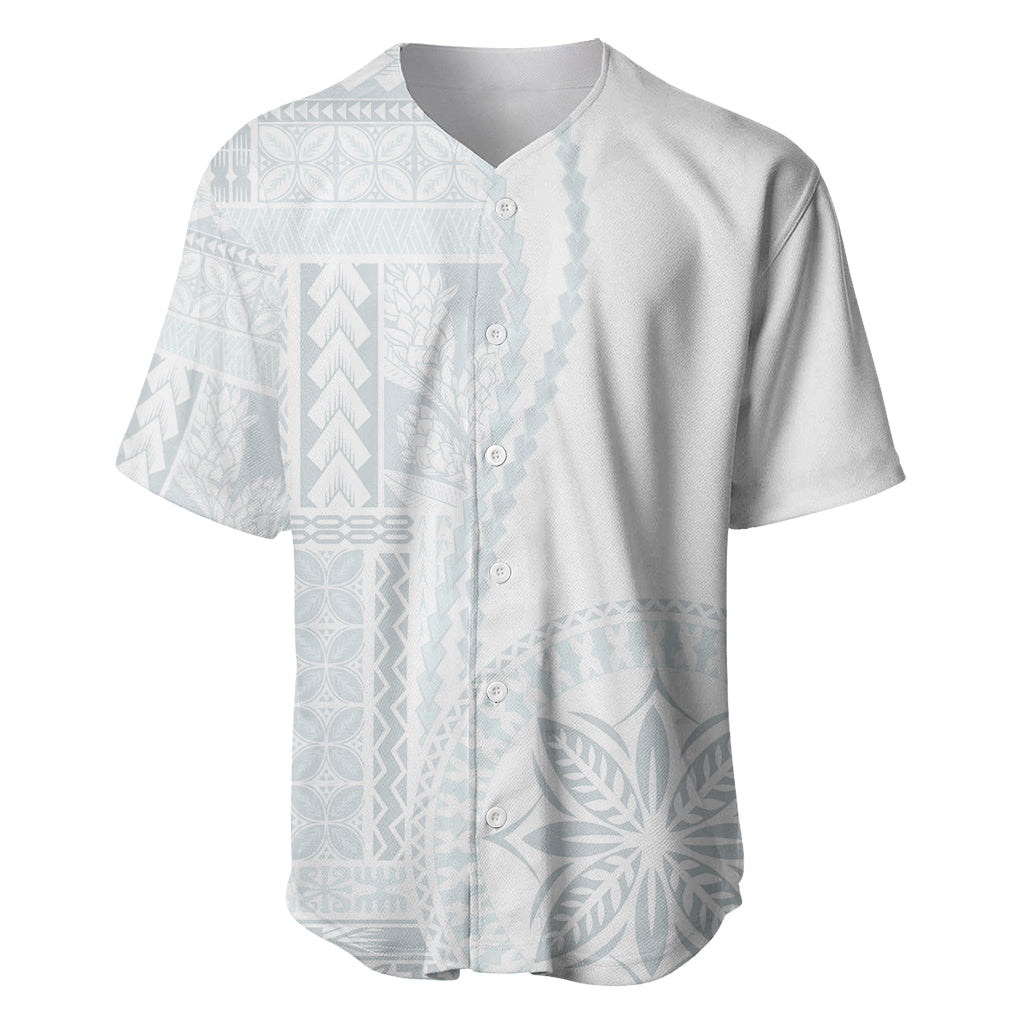 Samoa White Sunday Baseball Jersey Classic Siapo Style LT7 White - Polynesian Pride