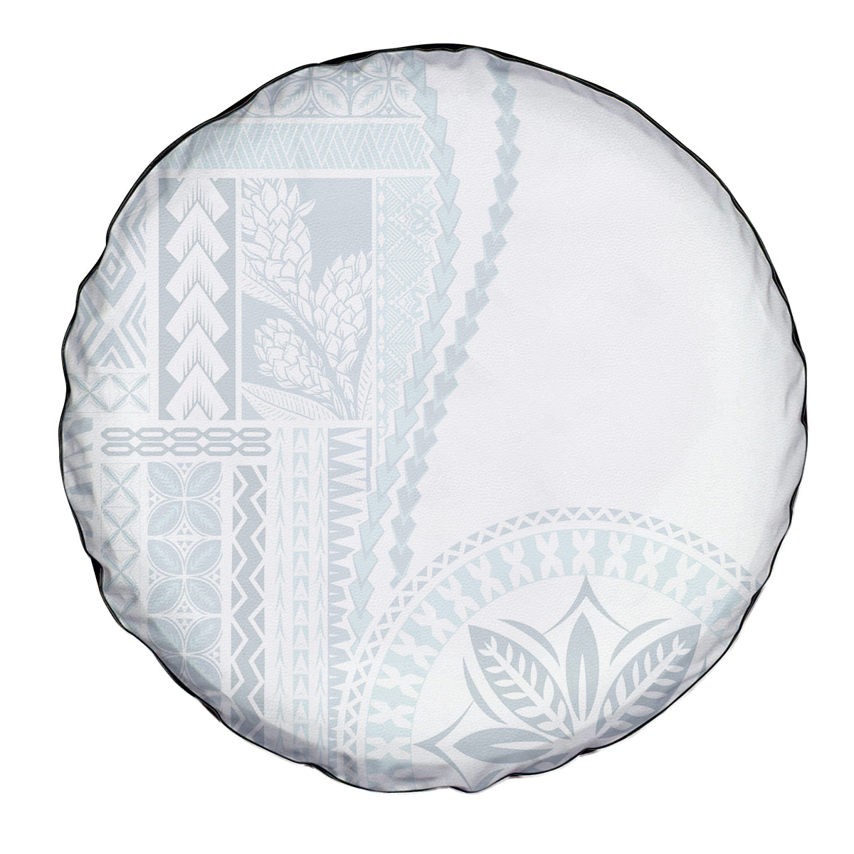 Samoa White Sunday Spare Tire Cover Classic Siapo Style LT7 - Polynesian Pride