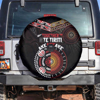 Aotearoa and Australia Indigenous Spare Tire Cover Stand Together For Te Tiriti LT7 Black - Polynesian Pride
