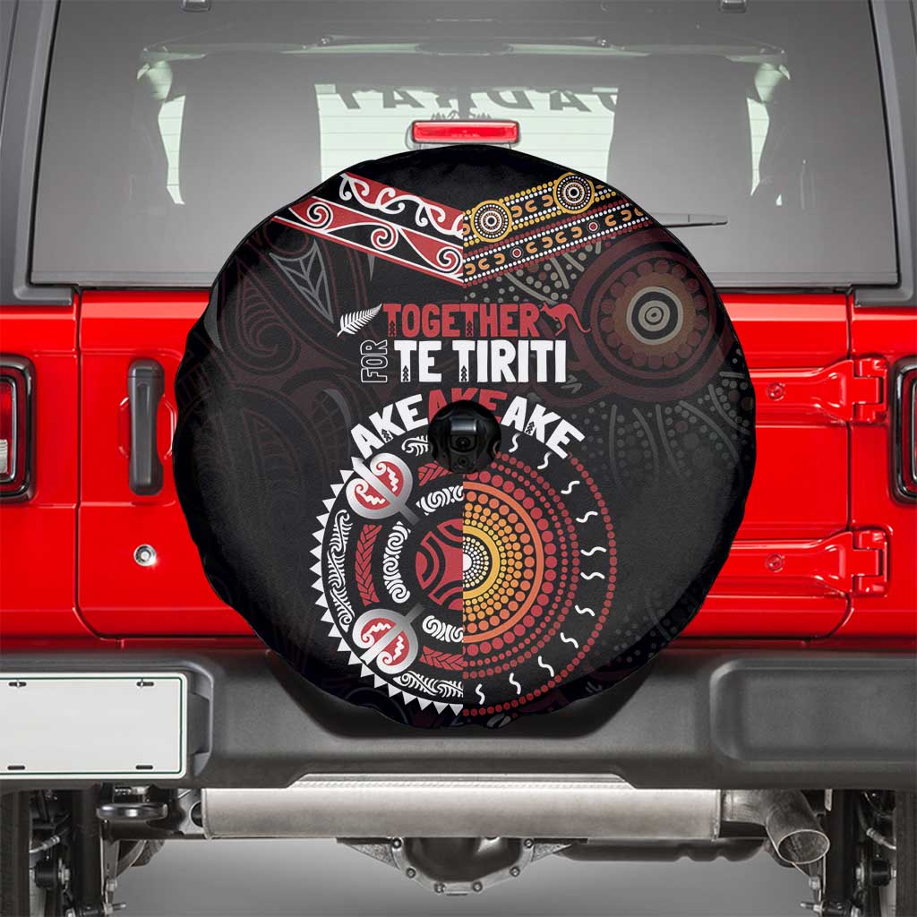 Aotearoa and Australia Indigenous Spare Tire Cover Stand Together For Te Tiriti LT7 - Polynesian Pride