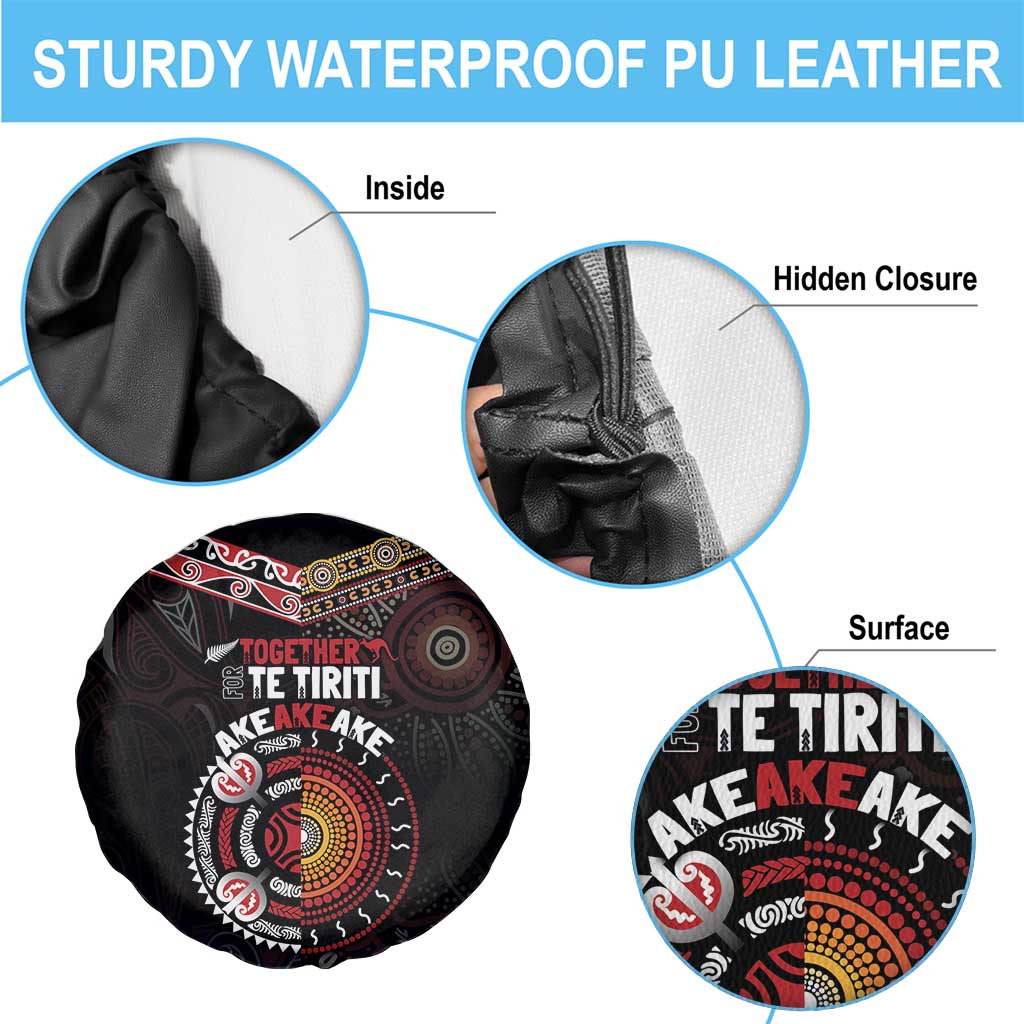Aotearoa and Australia Indigenous Spare Tire Cover Stand Together For Te Tiriti LT7 - Polynesian Pride