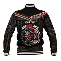Aotearoa and Samoa Together For Te Tiriti Baseball Jacket Kowhaiwhai Mix Siapo LT7 - Polynesian Pride