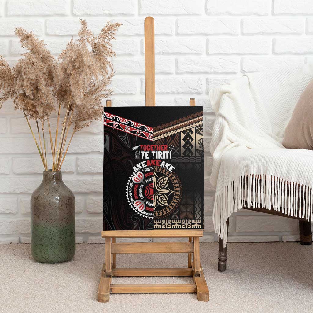 Aotearoa and Samoa Together For Te Tiriti Canvas Wall Art Kowhaiwhai Mix Siapo