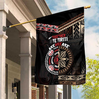 Aotearoa and Samoa Together For Te Tiriti Garden Flag Kowhaiwhai Mix Siapo LT7 House Flag Black - Polynesian Pride