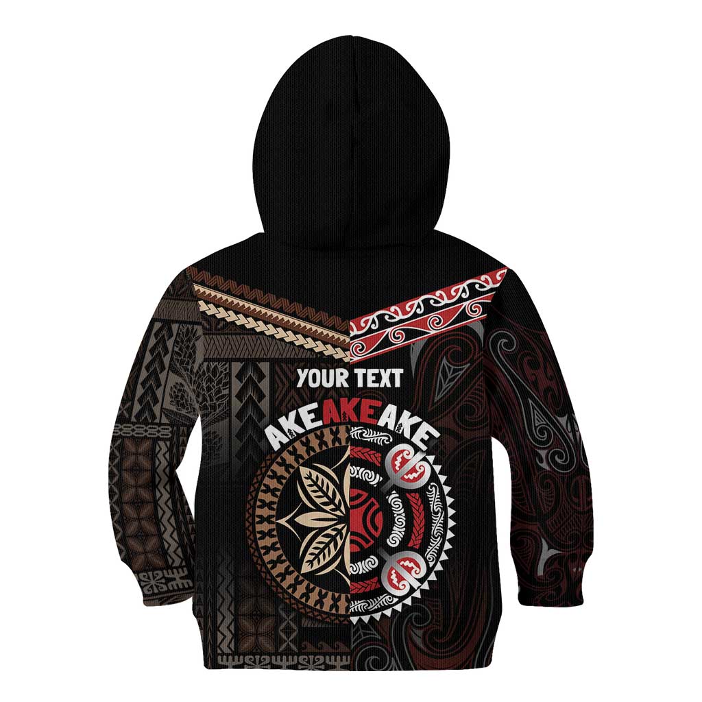 Aotearoa and Samoa Together For Te Tiriti Kid Hoodie Kowhaiwhai Mix Siapo LT7 - Polynesian Pride