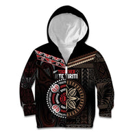 Aotearoa and Samoa Together For Te Tiriti Kid Hoodie Kowhaiwhai Mix Siapo LT7 Zip Hoodie Black - Polynesian Pride