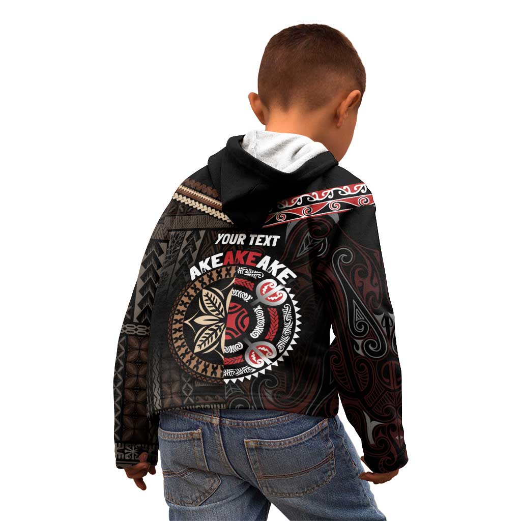 Aotearoa and Samoa Together For Te Tiriti Kid Hoodie Kowhaiwhai Mix Siapo LT7 - Polynesian Pride