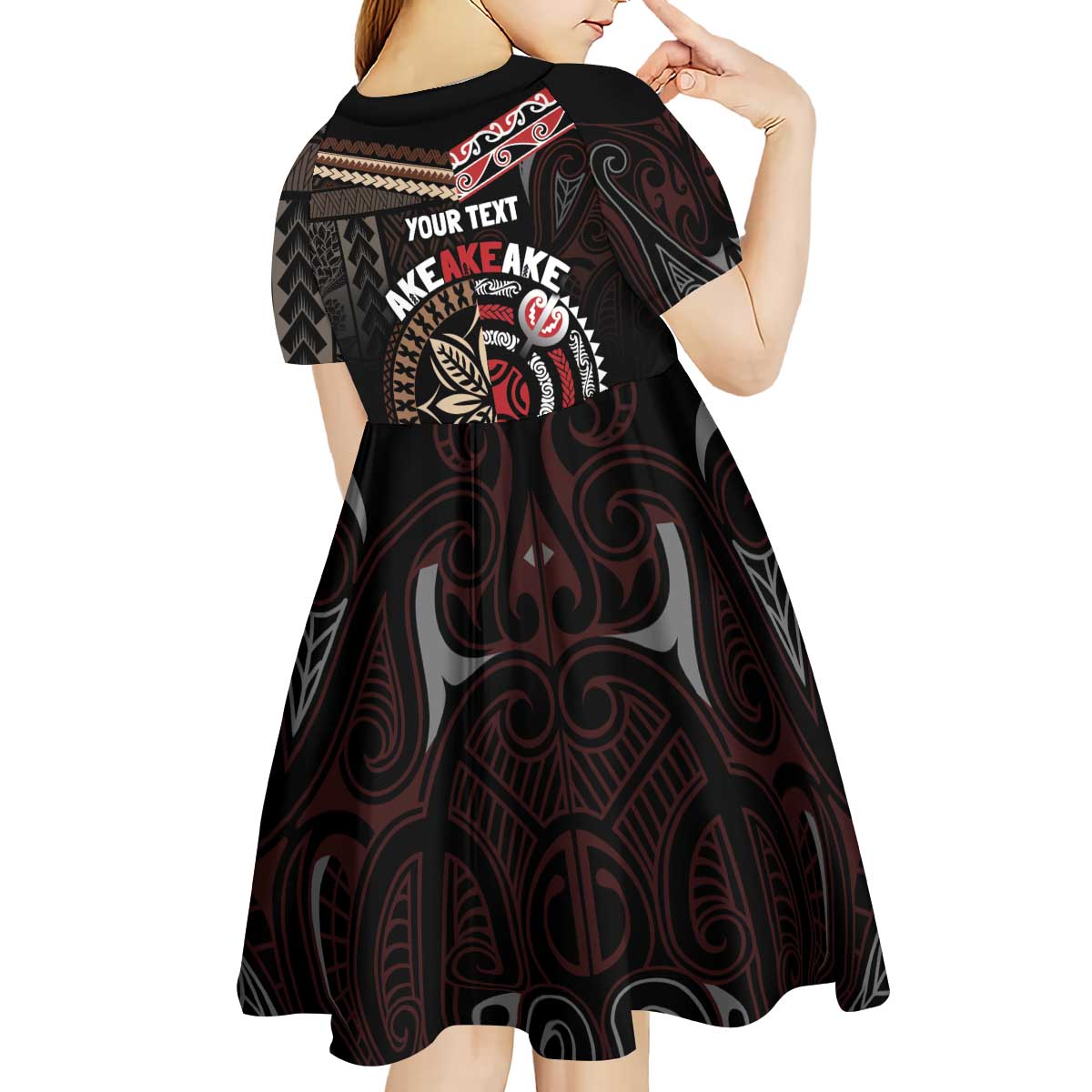 Aotearoa and Samoa Together For Te Tiriti Kid Short Sleeve Dress Kowhaiwhai Mix Siapo LT7 - Polynesian Pride