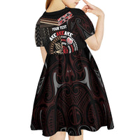 Aotearoa and Samoa Together For Te Tiriti Kid Short Sleeve Dress Kowhaiwhai Mix Siapo LT7 - Polynesian Pride
