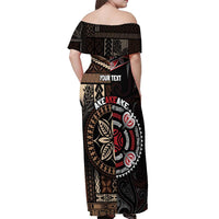 Aotearoa and Samoa Together For Te Tiriti Off Shoulder Maxi Dress Kowhaiwhai Mix Siapo LT7 - Polynesian Pride