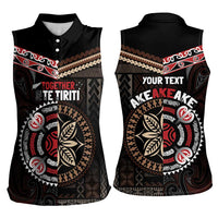 Aotearoa and Samoa Together For Te Tiriti Women Sleeveless Polo Shirt Kowhaiwhai Mix Siapo