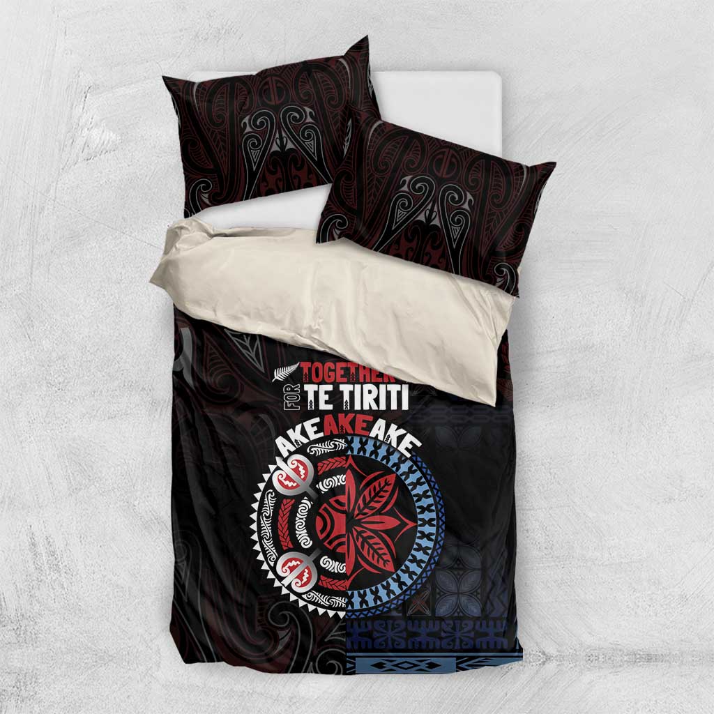 Aotearoa and Samoa Together For Te Tiriti Bedding Set Kowhaiwhai Mix Siapo - Flag Color
