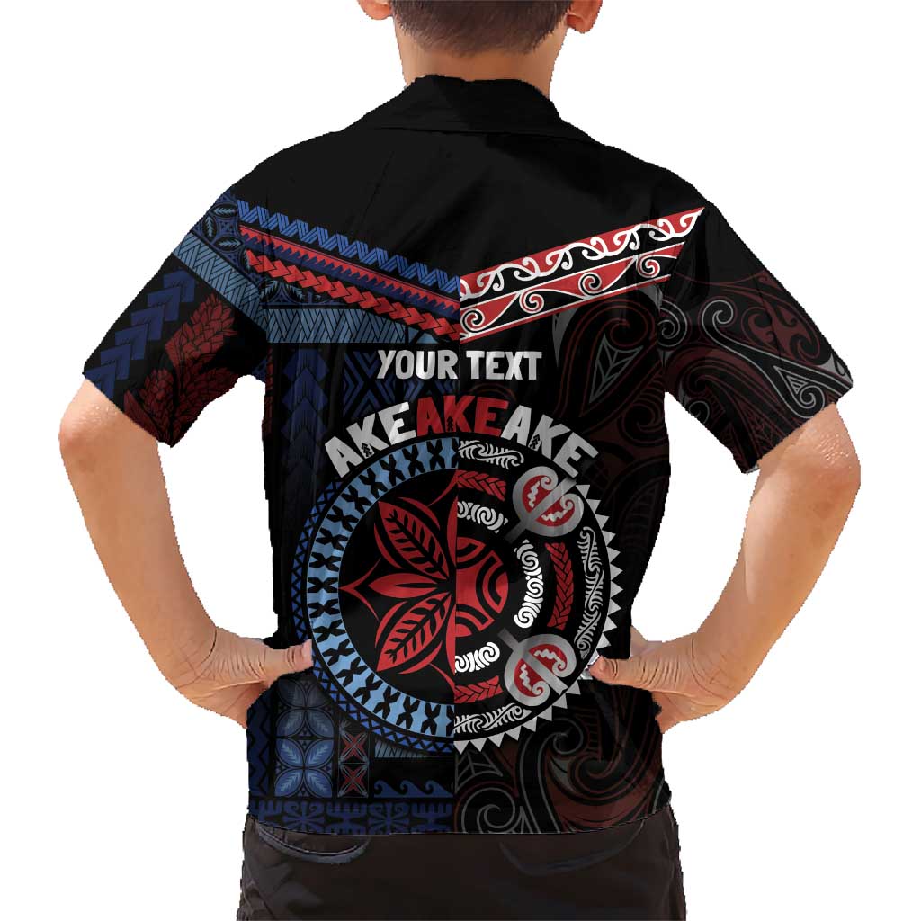 Aotearoa and Samoa Together For Te Tiriti Kid Hawaiian Shirt Kowhaiwhai Mix Siapo - Flag Color LT7 - Polynesian Pride