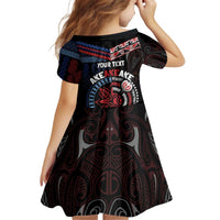 Aotearoa and Samoa Together For Te Tiriti Kid Short Sleeve Dress Kowhaiwhai Mix Siapo - Flag Color LT7 - Polynesian Pride