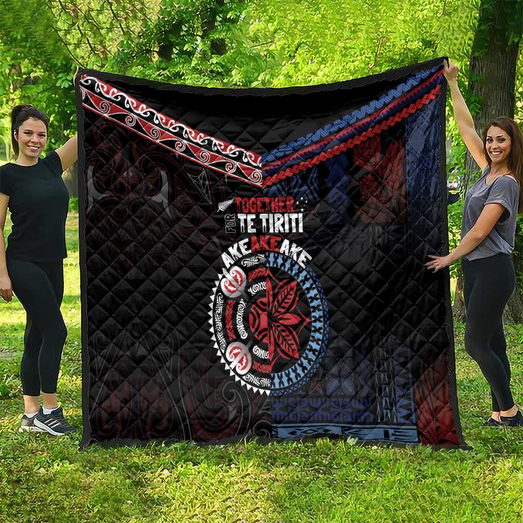 Aotearoa and Samoa Together For Te Tiriti Quilt Kowhaiwhai Mix Siapo - Flag Color LT7 - Polynesian Pride