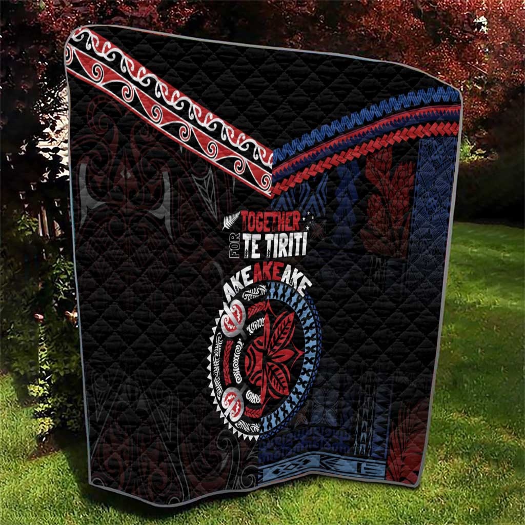 Aotearoa and Samoa Together For Te Tiriti Quilt Kowhaiwhai Mix Siapo - Flag Color LT7 - Polynesian Pride