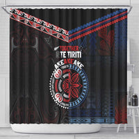 Aotearoa and Samoa Together For Te Tiriti Shower Curtain Kowhaiwhai Mix Siapo - Flag Color
