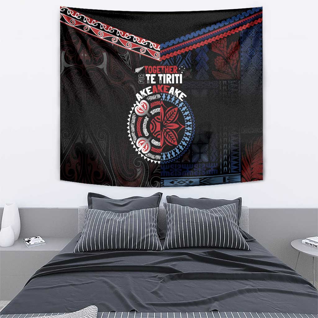 Aotearoa and Samoa Together For Te Tiriti Tapestry Kowhaiwhai Mix Siapo - Flag Color LT7 - Polynesian Pride