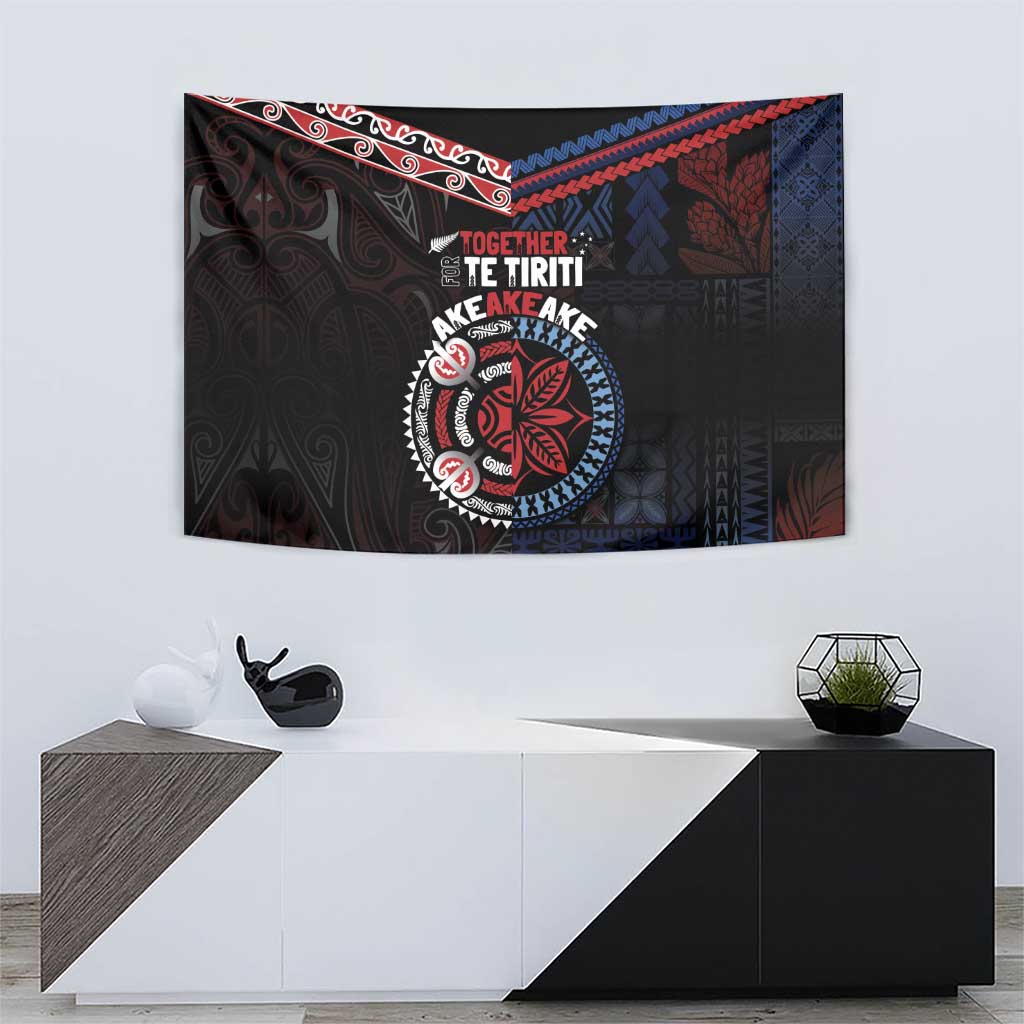 Aotearoa and Samoa Together For Te Tiriti Tapestry Kowhaiwhai Mix Siapo - Flag Color LT7 - Polynesian Pride