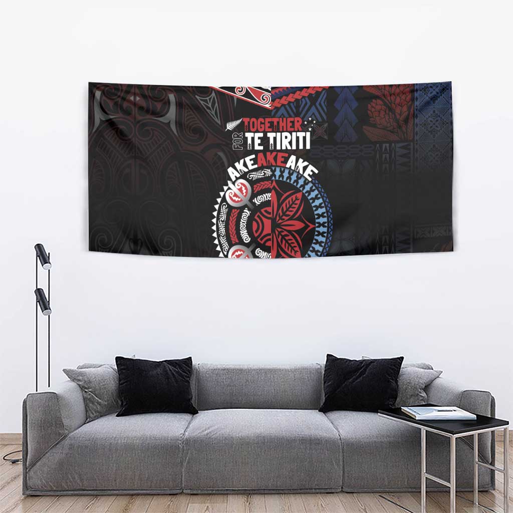 Aotearoa and Samoa Together For Te Tiriti Tapestry Kowhaiwhai Mix Siapo - Flag Color LT7 - Polynesian Pride