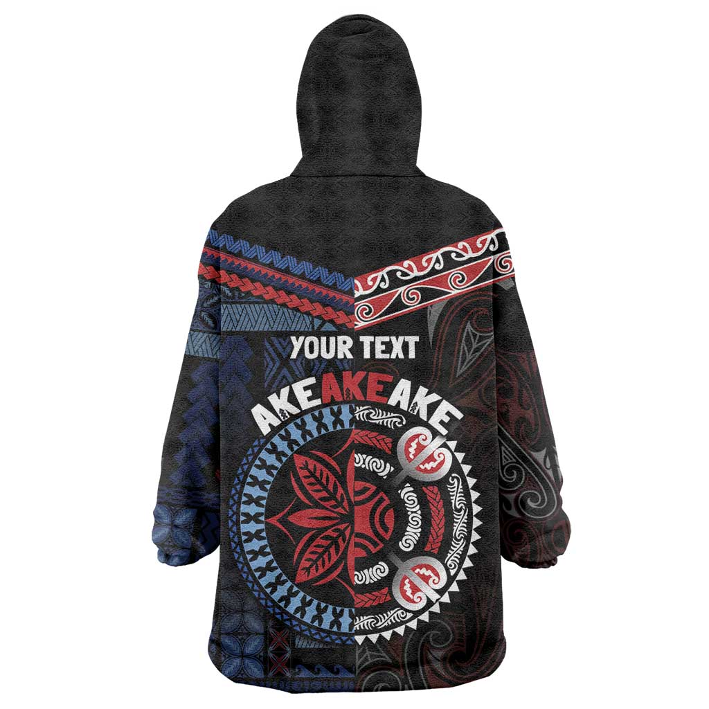 Aotearoa and Samoa Together For Te Tiriti Wearable Blanket Hoodie Kowhaiwhai Mix Siapo - Flag Color
