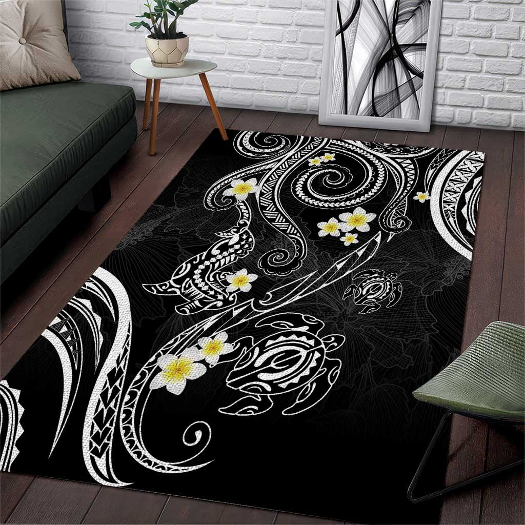 Polynesia Tribal Area Rug Tentacles Plumeria