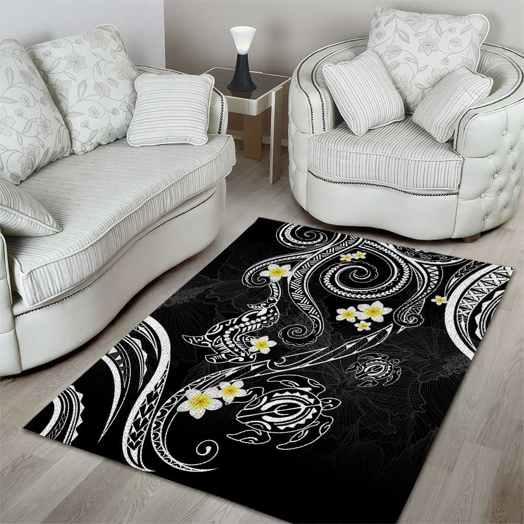 Polynesia Tribal Area Rug Tentacles Plumeria
