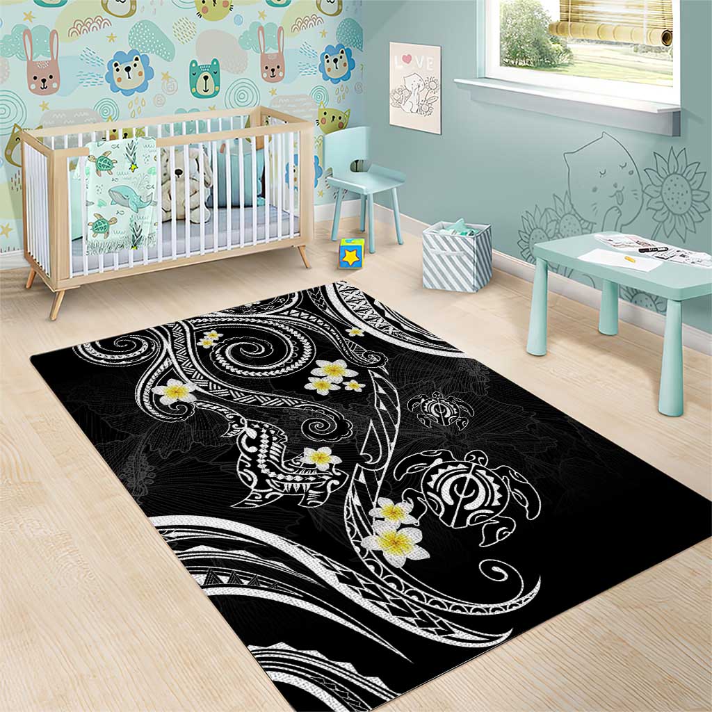 Polynesia Tribal Area Rug Tentacles Plumeria