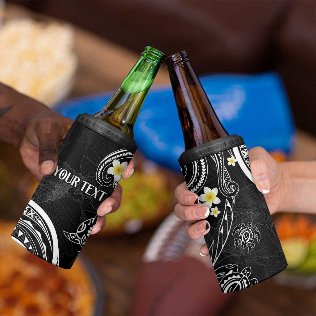 Polynesia Tribal 4 in 1 Can Cooler Tumbler Tentacles Plumeria