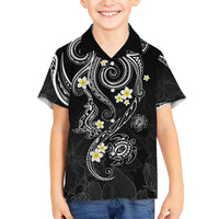 Polynesia Tribal Family Matching Off Shoulder Short Dress and Hawaiian Shirt Tentacles Plumeria