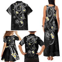 Polynesia Tribal Family Matching Tank Maxi Dress and Hawaiian Shirt Tentacles Plumeria