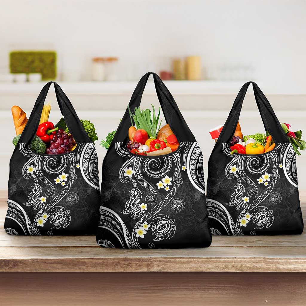 Polynesia Tribal Grocery Bag Tentacles Plumeria