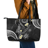 Polynesia Tribal Leather Tote Bag Tentacles Plumeria