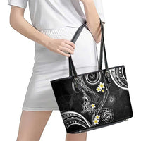 Polynesia Tribal Leather Tote Bag Tentacles Plumeria