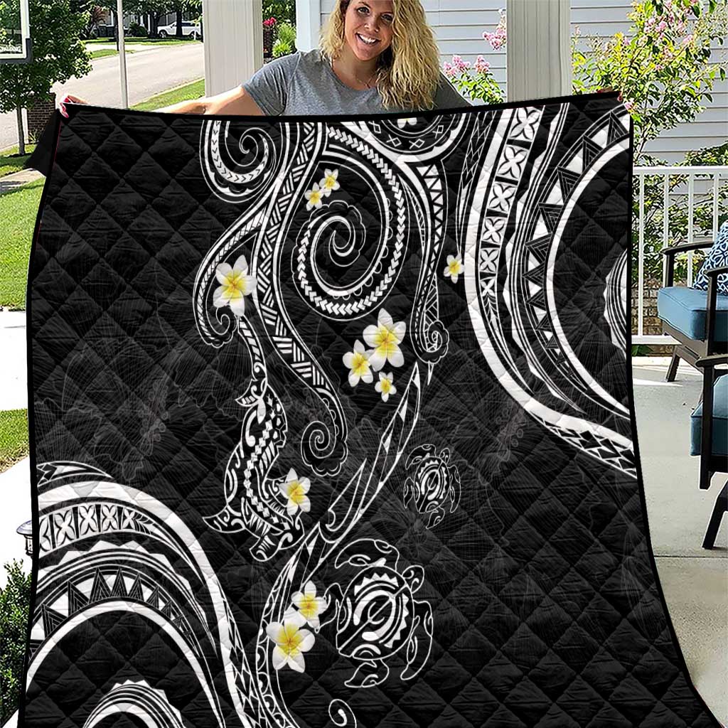 Polynesia Tribal Quilt Tentacles Plumeria LT7 Black - Polynesian Pride