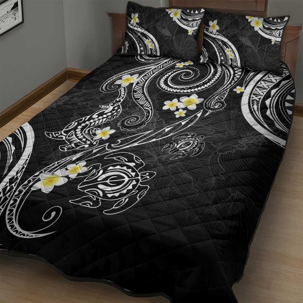 Polynesia Tribal Quilt Bed Set Tentacles Plumeria