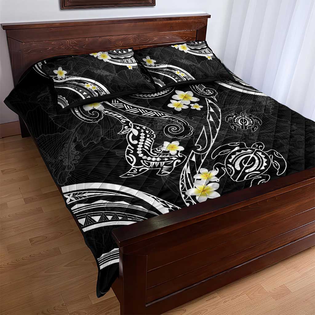 Polynesia Tribal Quilt Bed Set Tentacles Plumeria