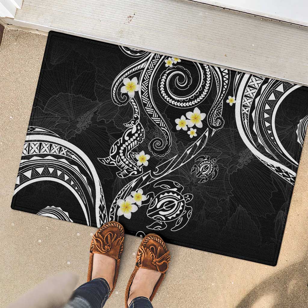Polynesia Tribal Rubber Doormat Tentacles Plumeria