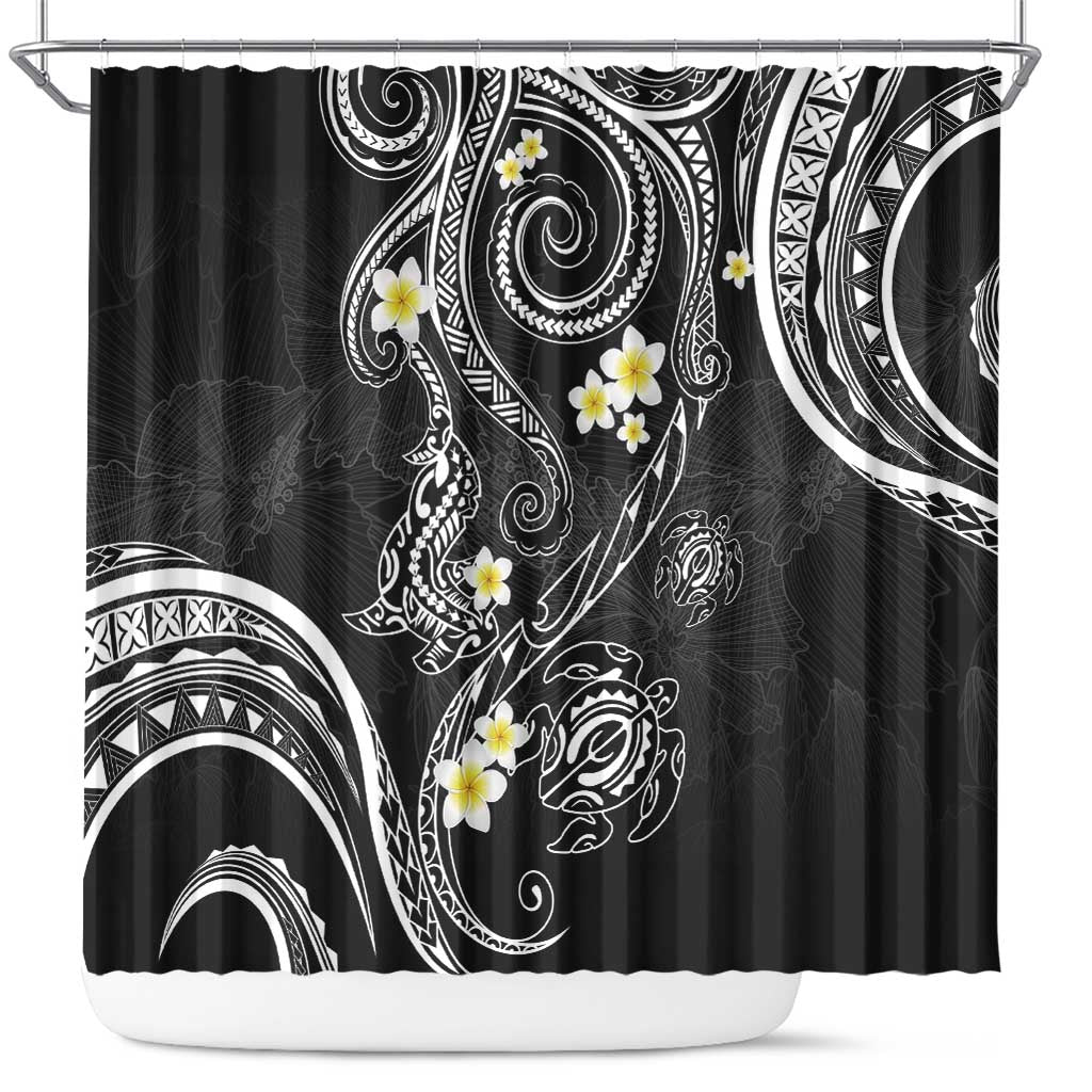 Polynesia Tribal Shower Curtain Tentacles Plumeria