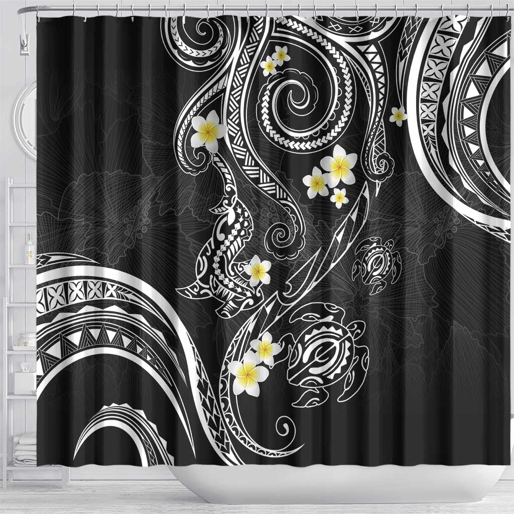 Polynesia Tribal Shower Curtain Tentacles Plumeria