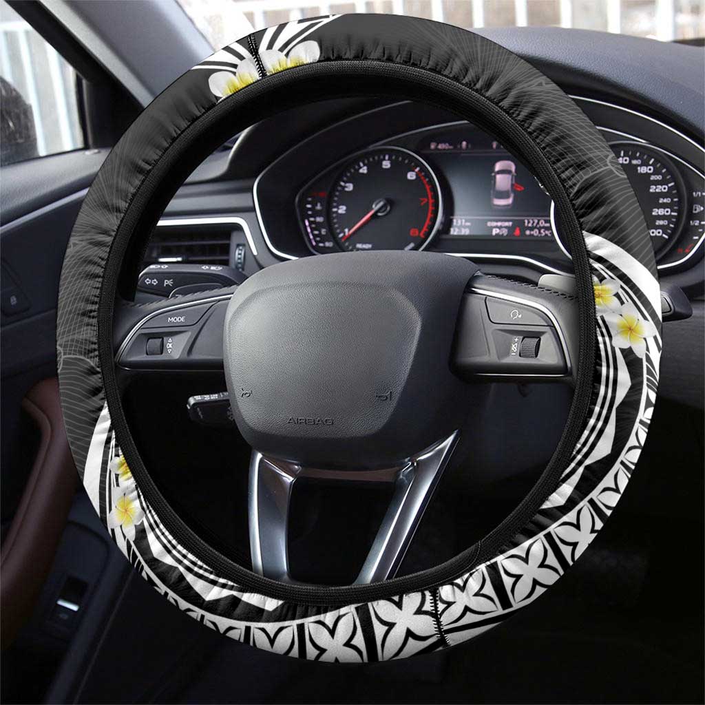 Polynesia Tribal Steering Wheel Cover Tentacles Plumeria