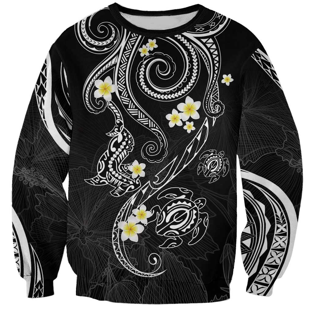 Polynesia Tribal Sweatshirt Tentacles Plumeria LT7 Unisex Black - Polynesian Pride