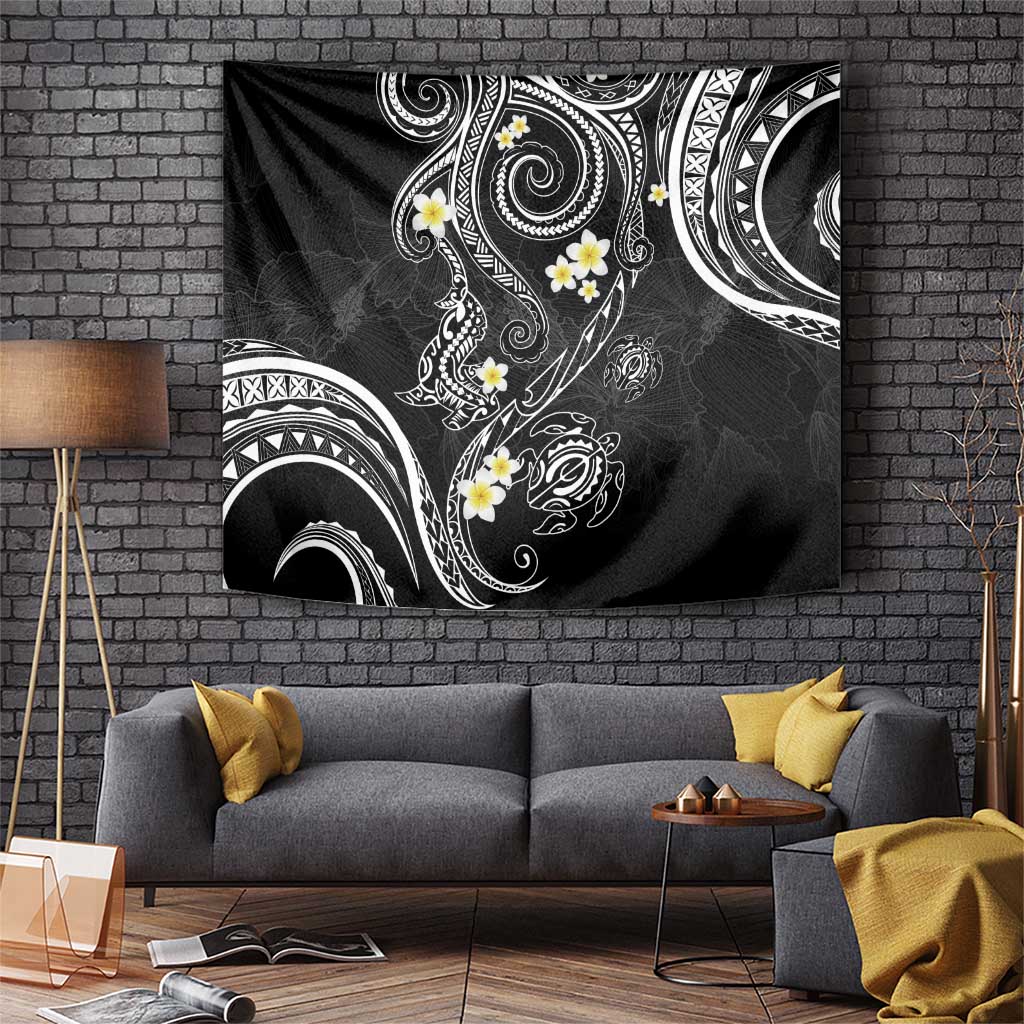 Polynesia Tribal Tapestry Tentacles Plumeria LT7 Black - Polynesian Pride