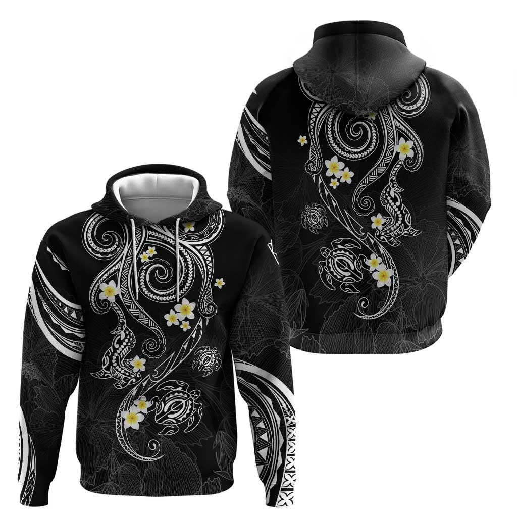 Polynesia Tribal Zip Hoodie Tentacles Plumeria